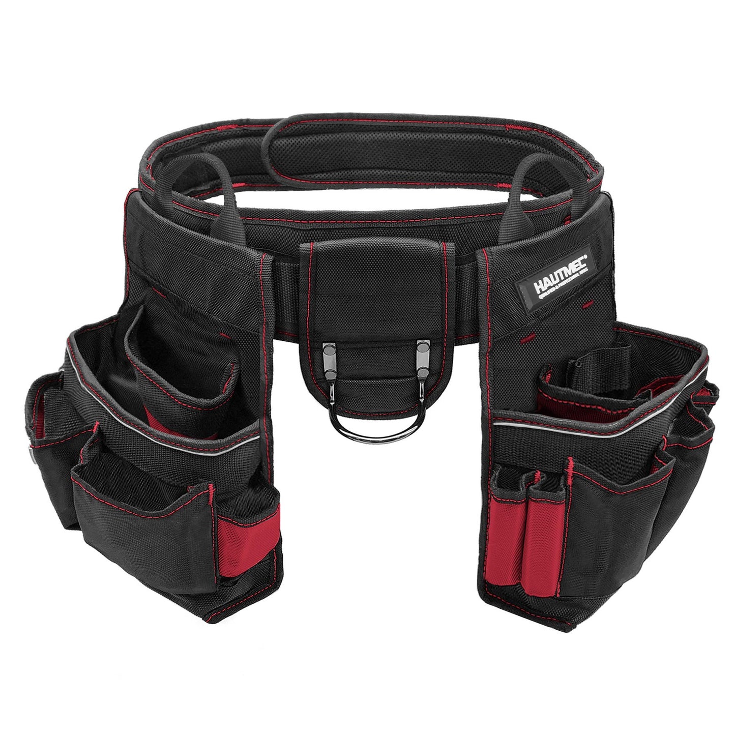 HAUTMEC Adjustable Electricians Work Belt, 20-pocket 3-in-1 Ventilated Work Belt, Heavy Duty Combo Tool Belt, Detachable Padded 1680-Denier Tool Pouch Bag (Fits Large 37-42 Inch Waist) HT0177-TB