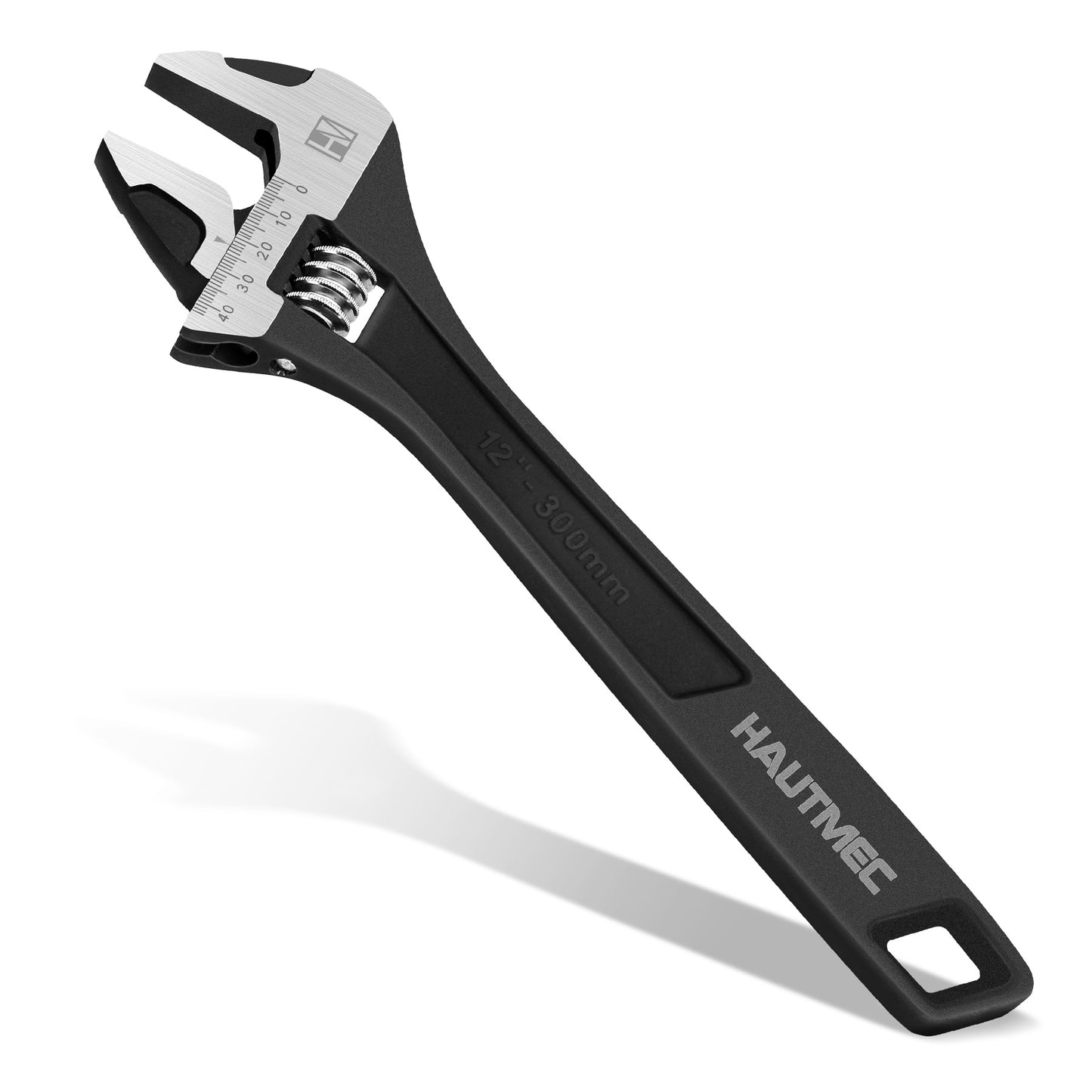 HAUTMEC 12 inch Adjustable Wrench Extra Wide Jaw Black Finish Adjustable Wrenches Drop-Forged CR-V Steel Metric & SAE Scales for Home Garage Workshop DIY, HT0375