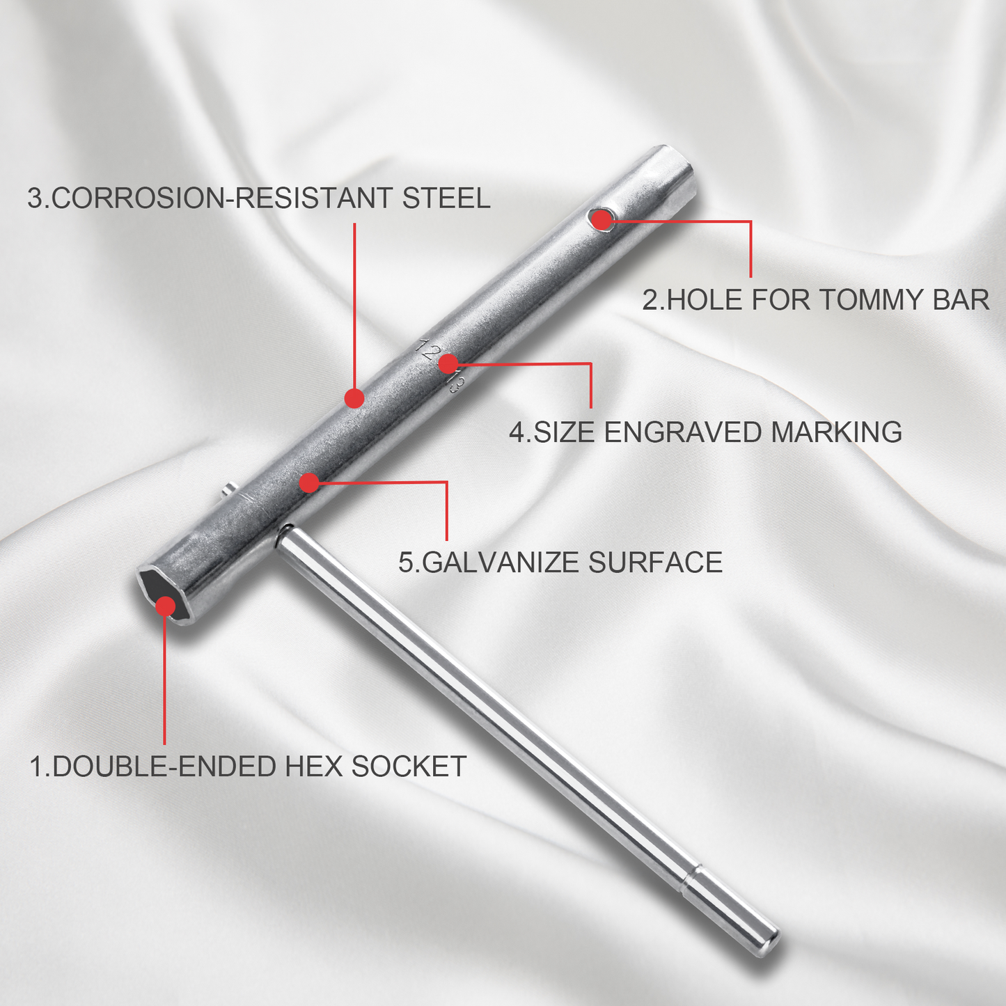 HAUTMEC 3 PCS Tubular Box Spanner Wrench Set With Tommy Bar, Dual-Ended Socket Wrench, Plumber Repair Metric Plumbers Wrench for Water Tap Installation Plumber Back Nut Tap -8/9mm, 10/11mm, 12/13mm,HT0397