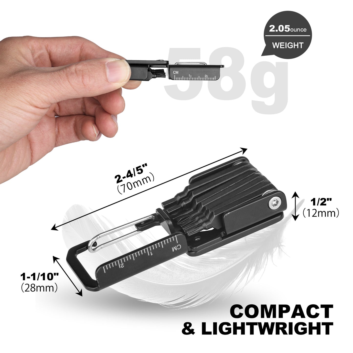 HAUTMEC 14 in 1 Bike Multitool, Mini Bike Repair Tool Kit for Road and Mountain Bikes, Lightweight S2 Stainless Steel Bike Tool With T6/8/10mm Wrenches and Phillips Screwdriver Multitool HT0419-BT