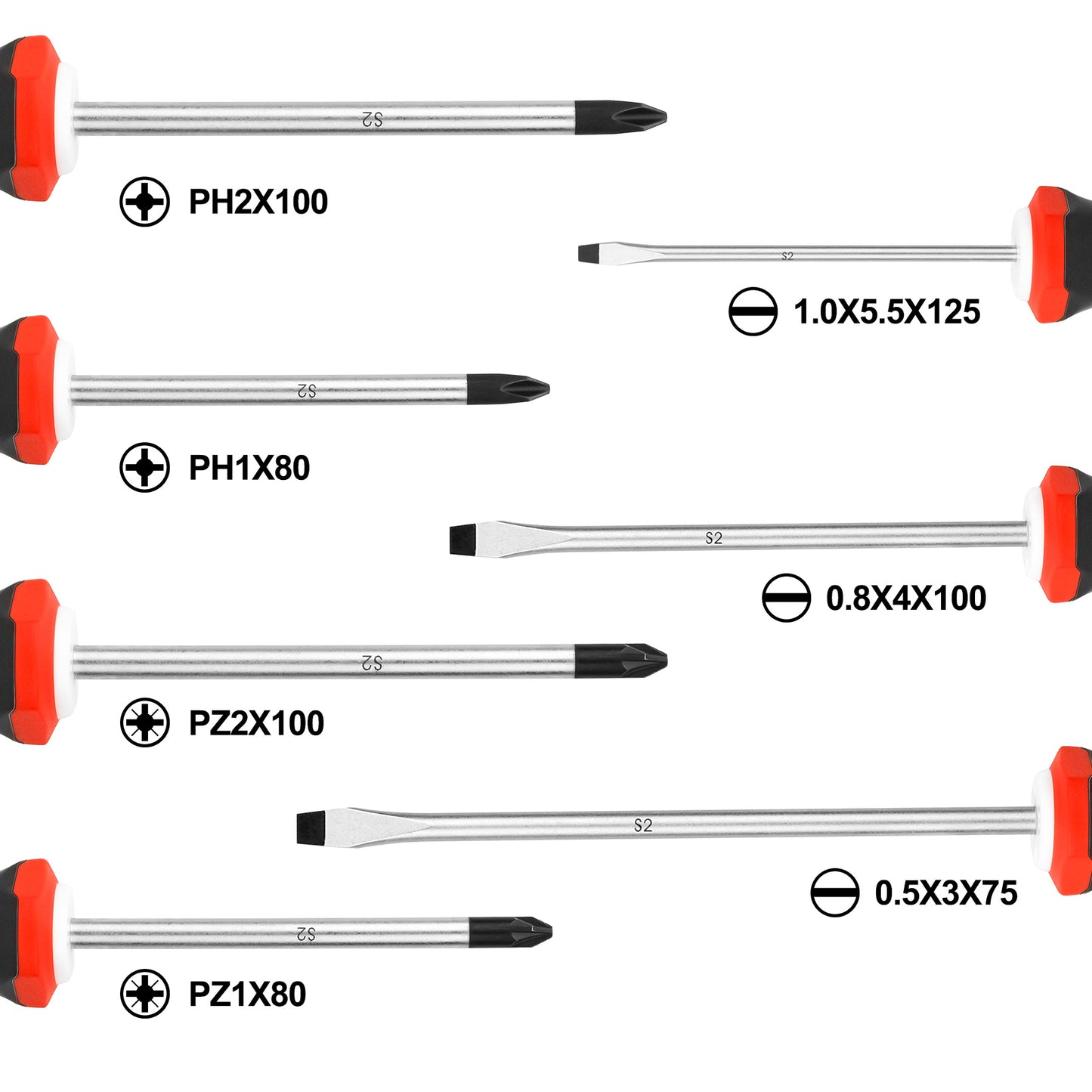 HAUTMEC 7PCS Pro Screwdrivers Set With Forged S2 Shanks, Magnetic Tips And Tri-Material Cushion Grip for Automotive Repair and Site Renovation.(HT0330)