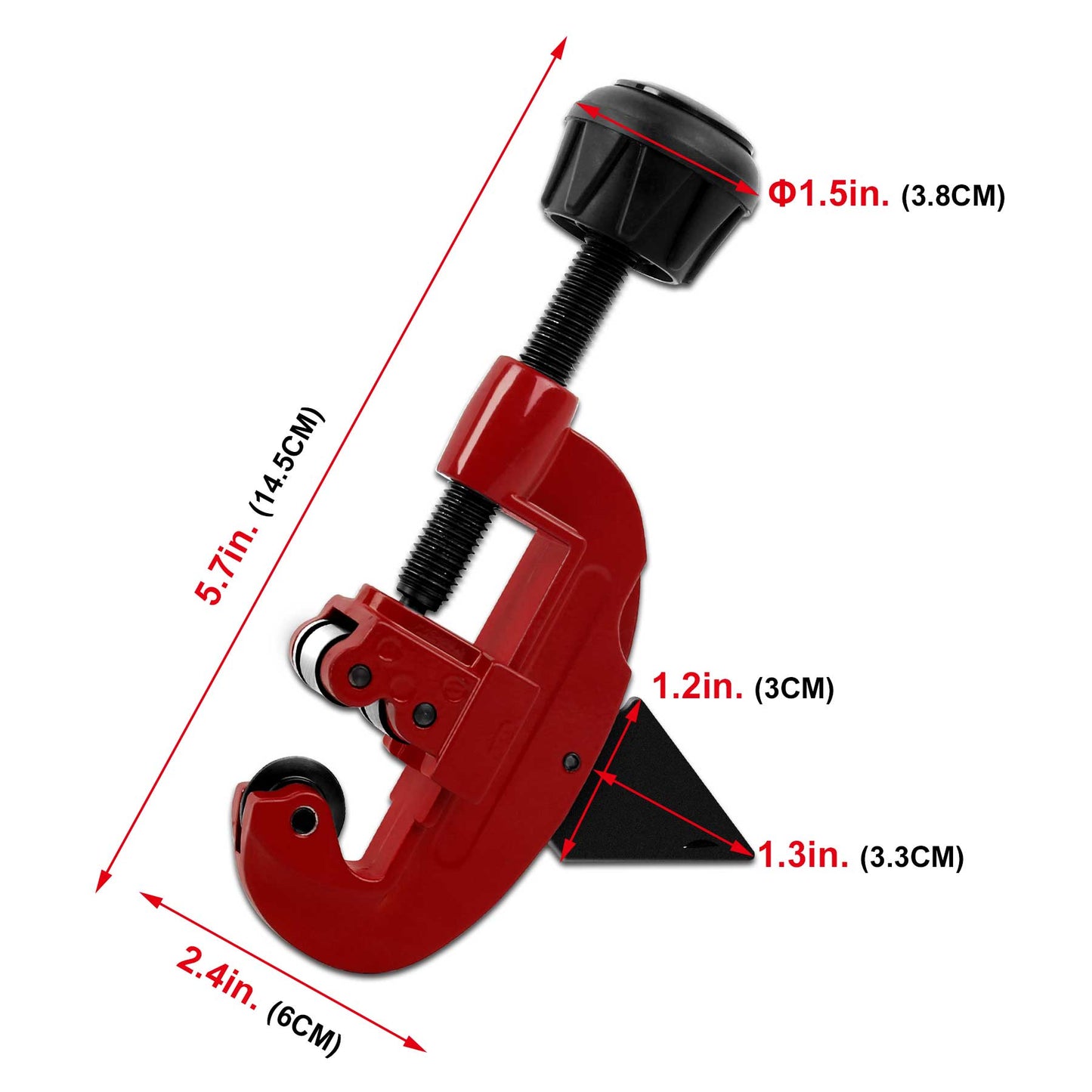 HAUTMEC Adjustable Expert Tube Cutter 1/8in - 1-1/8in (3-30mm) with an Extra Blade and deburrer, Heavy Duty Multipurpose Pipe Cutter for Aluminum, Copper, PVC, Thin Stainless Steel Tube PL7261702