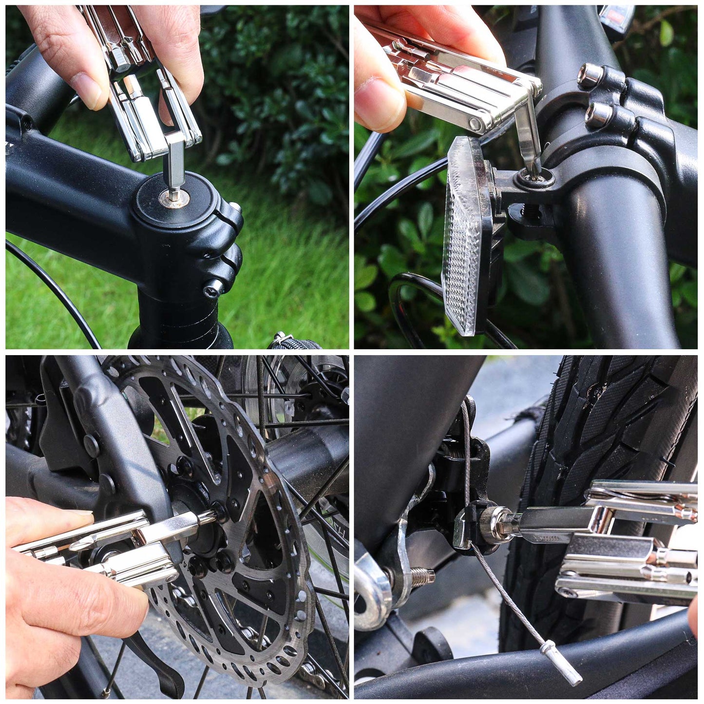 HAUTMEC 9 in 1 Bike Multitool, Mini Bike Repair Tool Kit for Road and Mountain Bikes, Lightweight Stainless Steel Bike Tool With 2/3/4/6mm Inner Hexagon and Phillips Screwdriver Multitool HT0418-BT